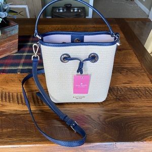 Kate Spade Straw/Navy Bucket Bag